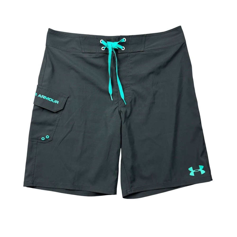 Under Armour HeatGear Mens 36 Board Shorts Black Cargo Swim Trunks
